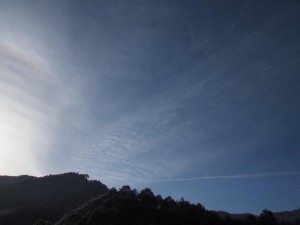 朝，根須木沢に飛行機雲が_0312'2014