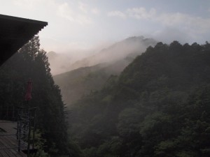 テラスにて_0704'2014・AM0622_天気は上々，水位は高めで釣りにはGoodだったのですが．．．草刈り後処理作業で