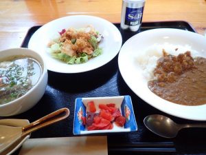 先日昼食の「雉ラーメン・カレー セット」￥1350，美味！